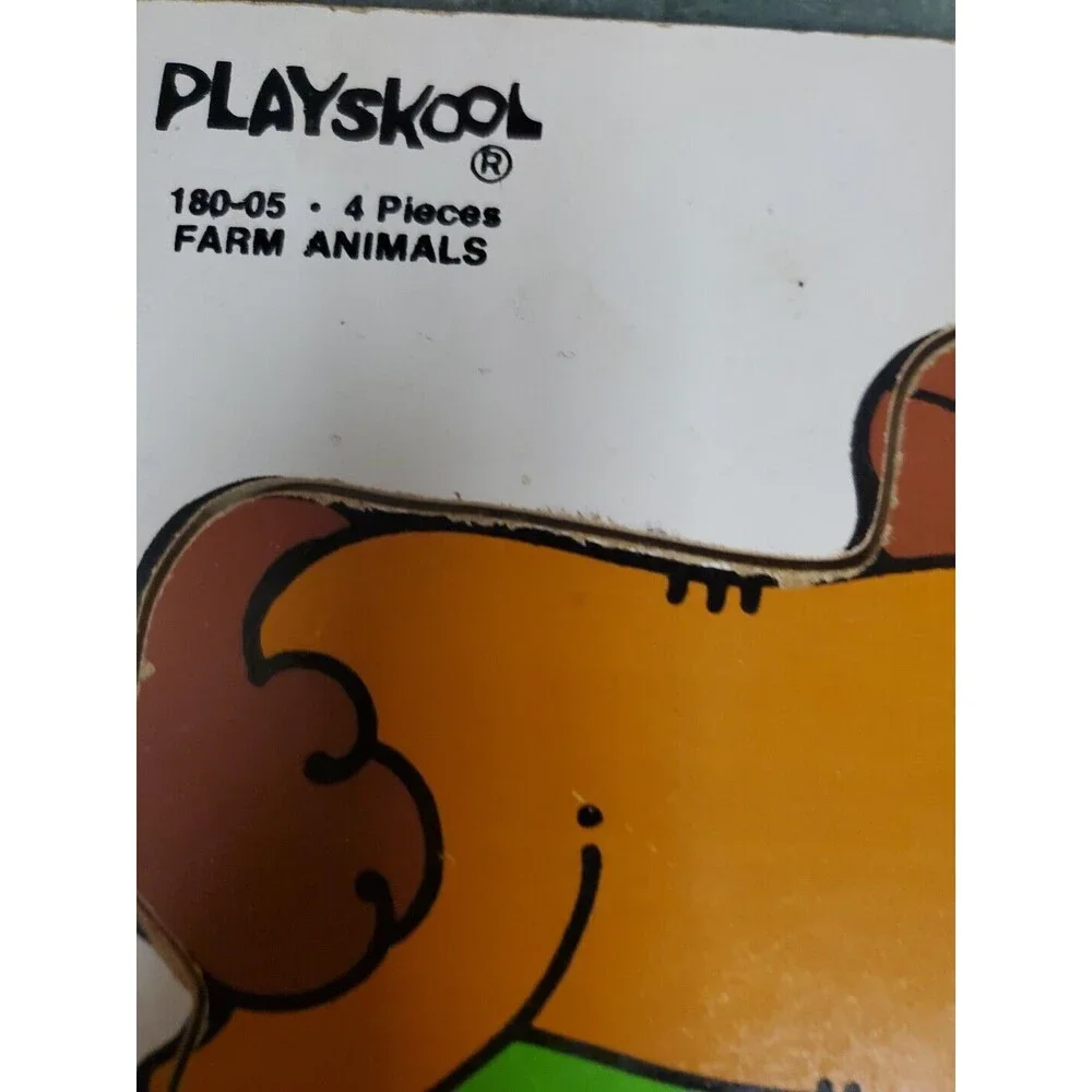 Playskool Farm Animals Wood Puzzle 180-05 Horse Pig Cow Chicken Vintage